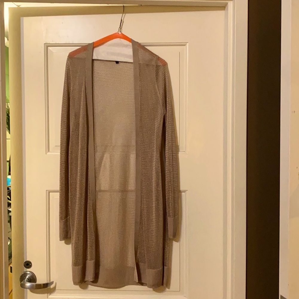 White House Black Market taupe mesh duster